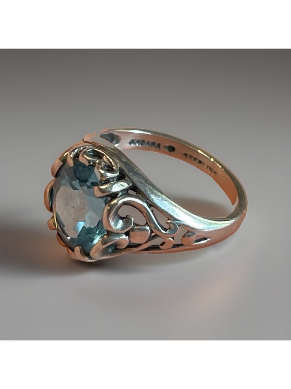 KABANA Sterling Silver Blue Topaz Ring Size 5.25
